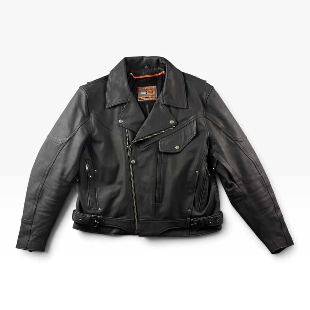 First Classics Leather Motorcycle Jacket Mens XXL Black Biker Riding Heavy